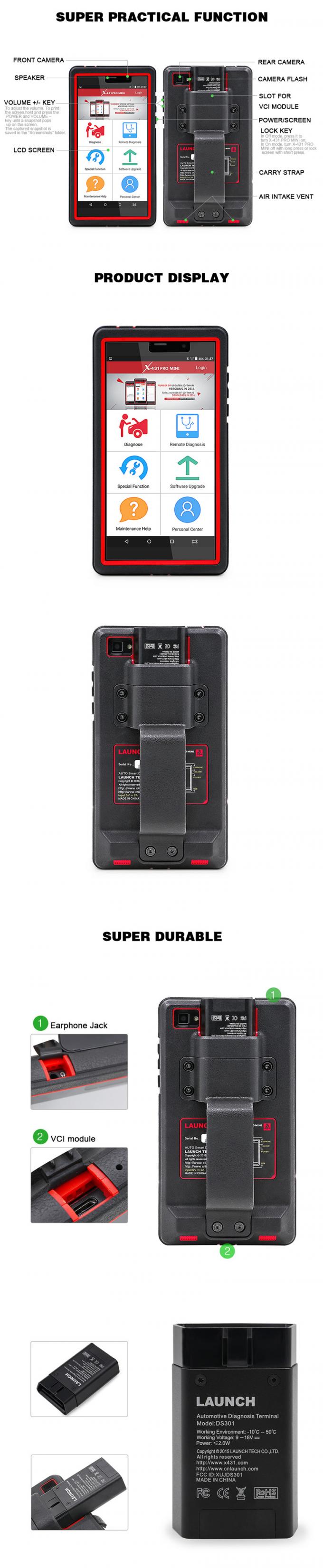 X431 auto varredor diagnóstico WiFi dos pro mini sistemas completos do LANÇAMENTO X431 pro mini/profissionais de Bluetooth X-431 varredor 2 do carro pro mini