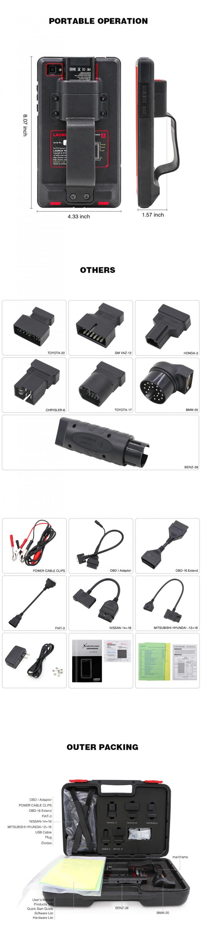 X431 auto varredor diagnóstico WiFi dos pro mini sistemas completos do LANÇAMENTO X431 pro mini/profissionais de Bluetooth X-431 varredor 2 do carro pro mini