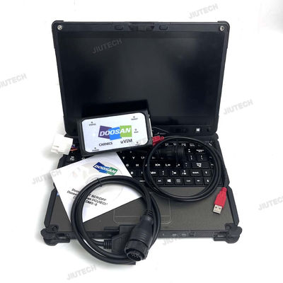 For Doosan uvim + Getac V110 laptop Excavator Forklift Engine Fault Detector DDT SCR DPF DCU ECU Scanner Fault Diagnostic Tool