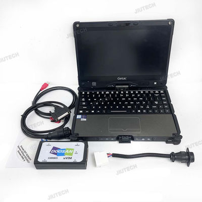 For Doosan uvim + Getac V110 laptop Excavator Forklift Engine Fault Detector DDT SCR DPF DCU ECU Scanner Fault Diagnostic Tool