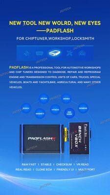 Newest PADFLASH PADFLASHR Full Version ECU TCU Programmer with USB Dongle OBD Bench Boot Supports Checksum VR Files
