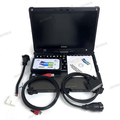 For Doosan uvim + Getac V110 laptop Excavator Forklift Engine Fault Detector DDT SCR DPF DCU ECU Scanner Fault Diagnostic Tool