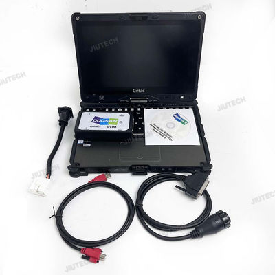 For Doosan uvim + Getac V110 laptop Excavator Forklift Engine Fault Detector DDT SCR DPF DCU ECU Scanner Fault Diagnostic Tool